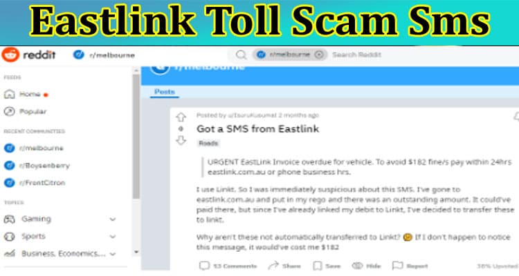 Latest News Eastlink Toll Scam Sms