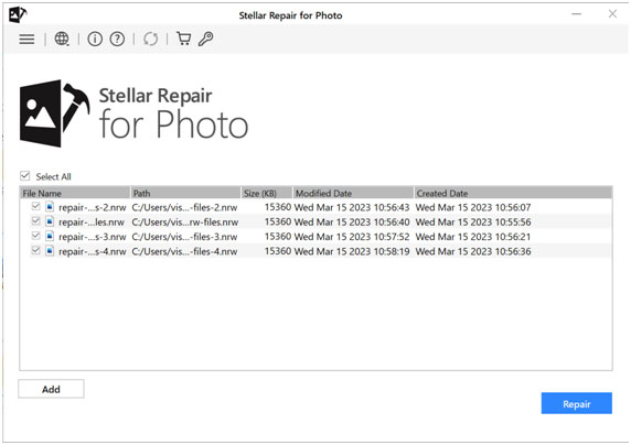 Steps to fix corrupt NRW files using photo repair software